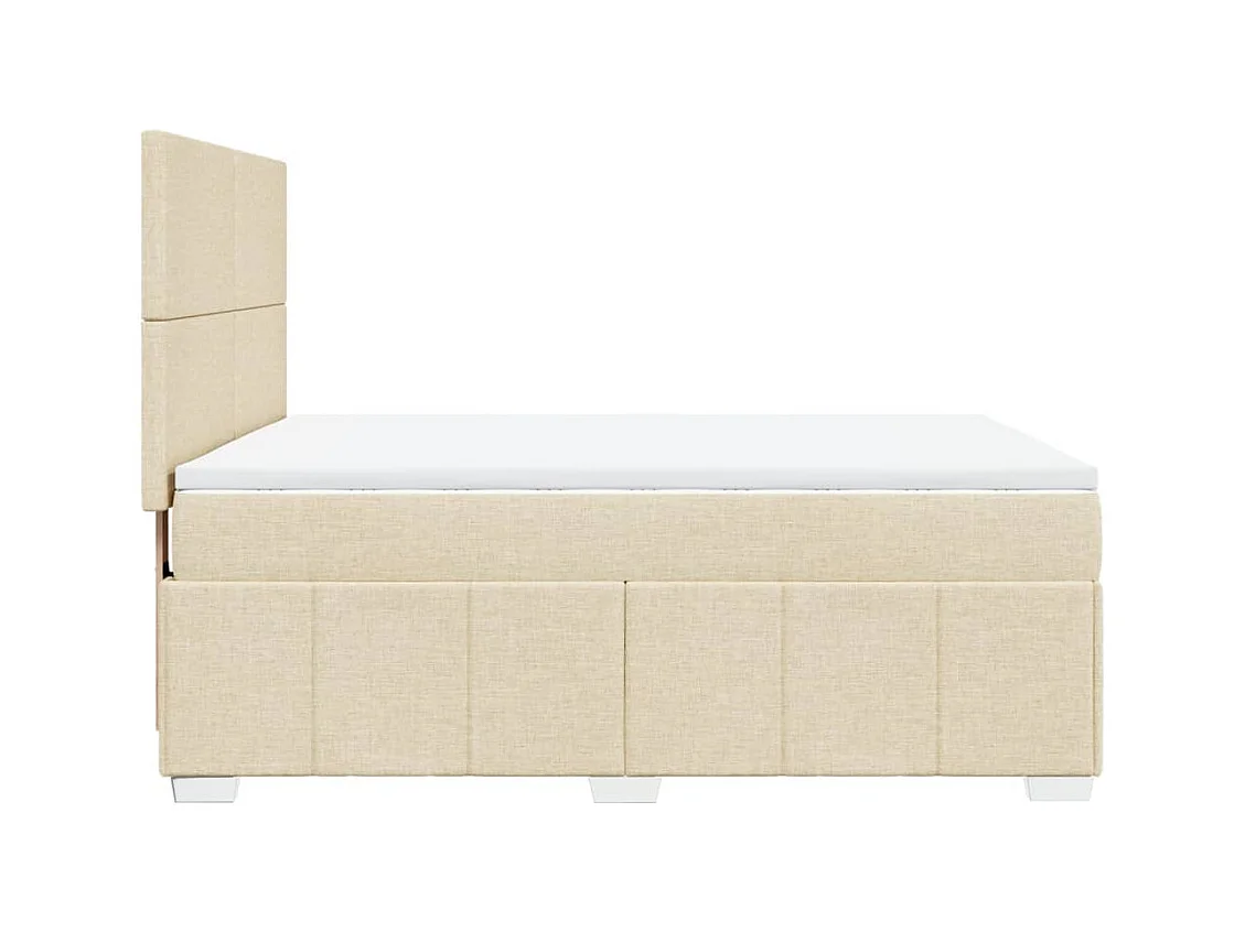 Sommier à lattes de lit avec matelas Crème 140x200 cm Tissu