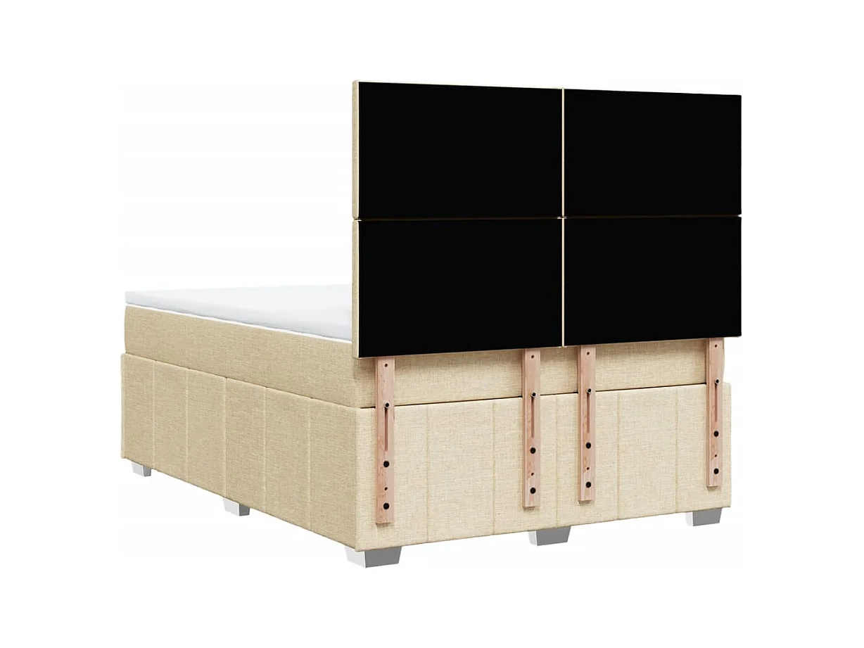 Sommier à lattes de lit avec matelas Crème 140x200 cm Tissu