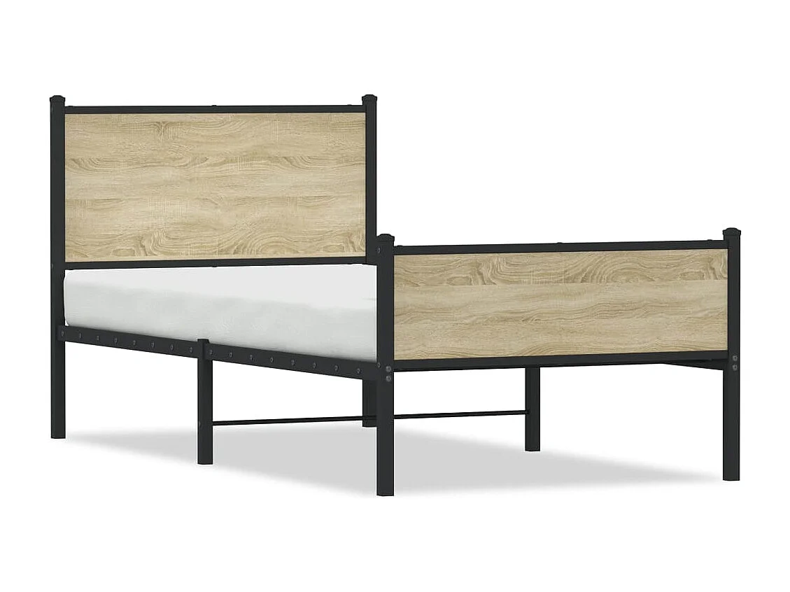 Estructura de cama sin colchón metal roble Sonoma 100x200 cm
