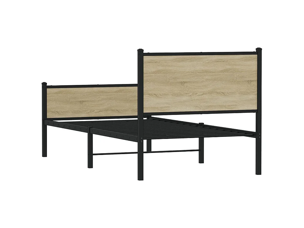 Metallbett ohne Matratze Sonoma-Eiche 100x200 cm