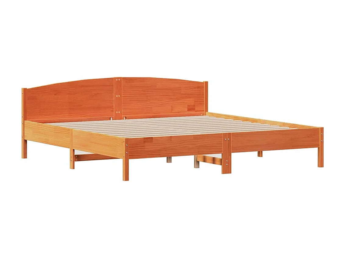 Cadre de lit sans matelas cire marron 180x200cm bois pin massif