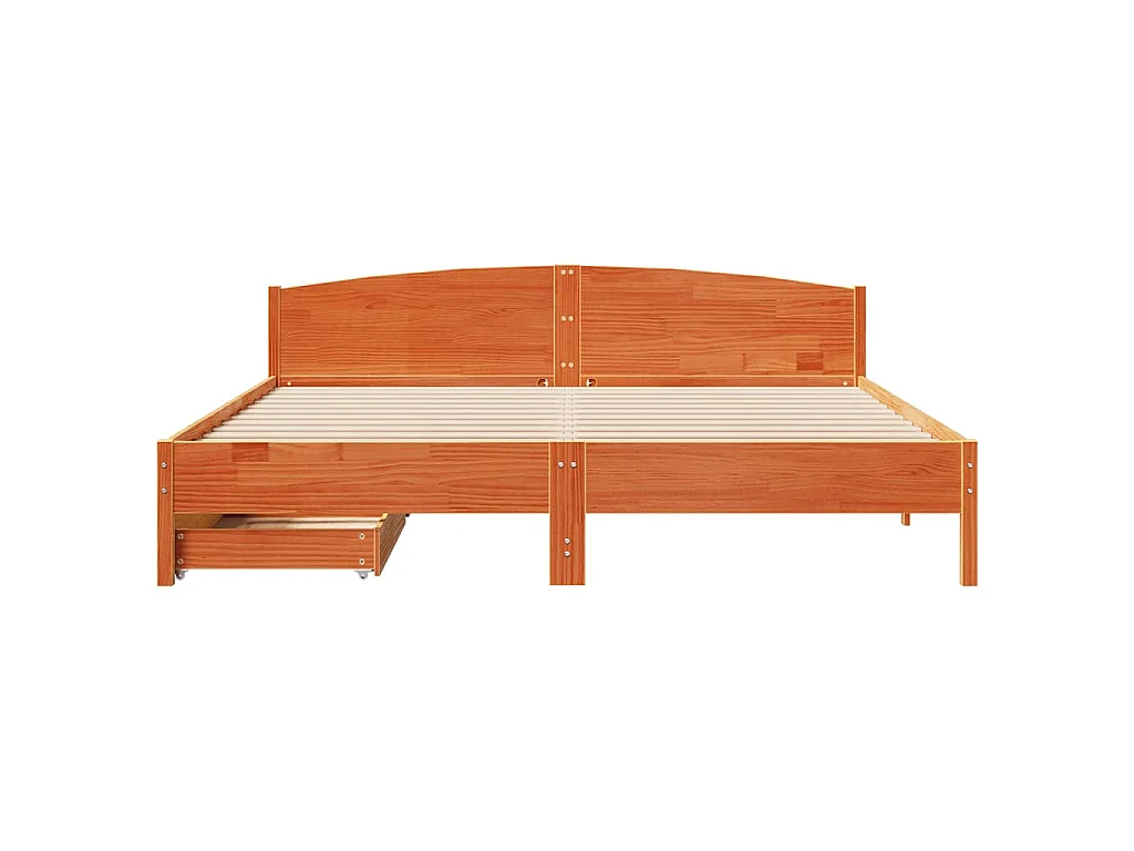Cama sin colchón madera maciza de pino marrón cera 180x200 cm