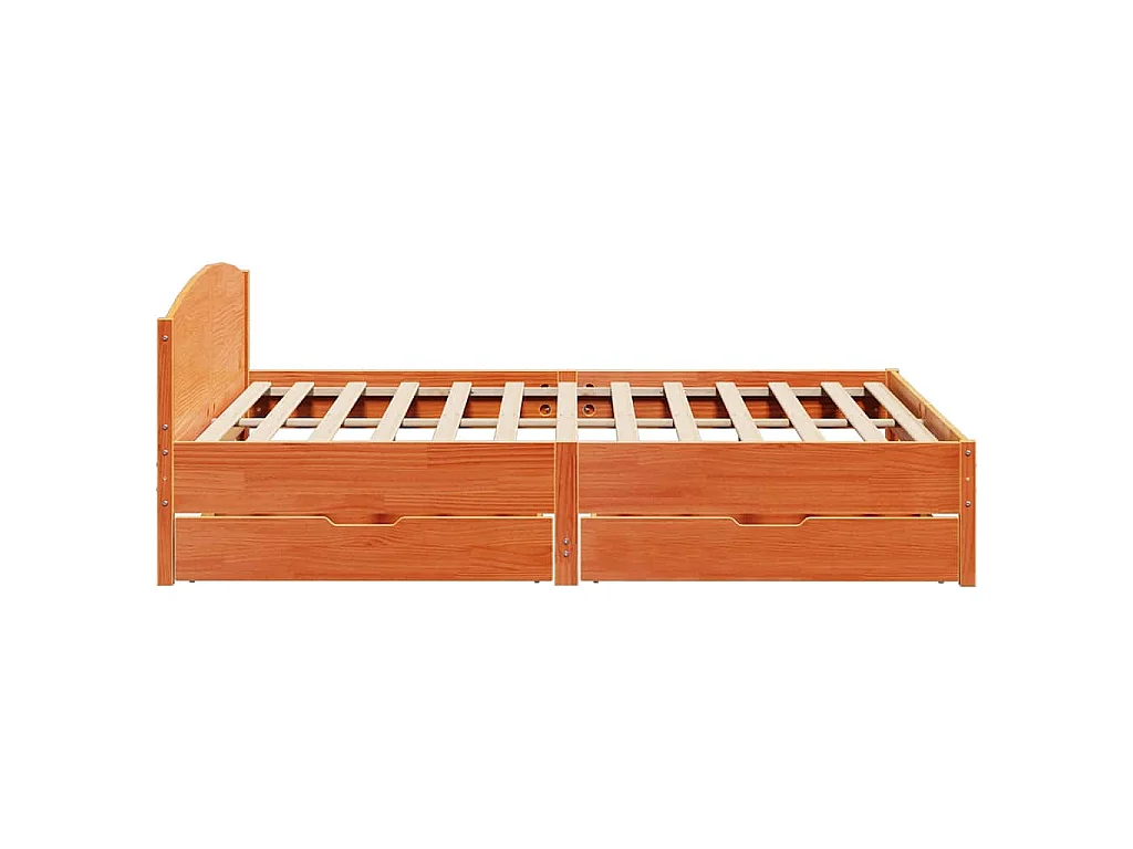 Cama sin colchón madera maciza de pino marrón cera 180x200 cm