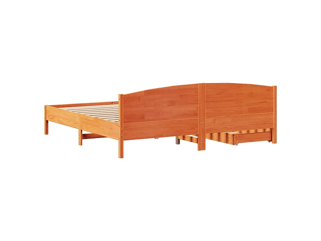 Cama sin colchón madera maciza de pino marrón cera 180x200 cm