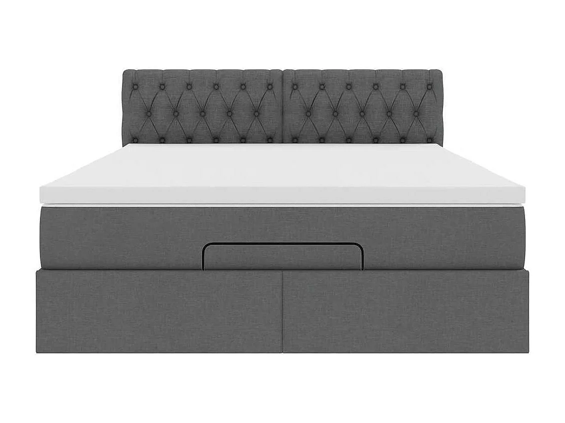 Lit ottoman avec matelas et LED gris foncé 140x190 cm tissu