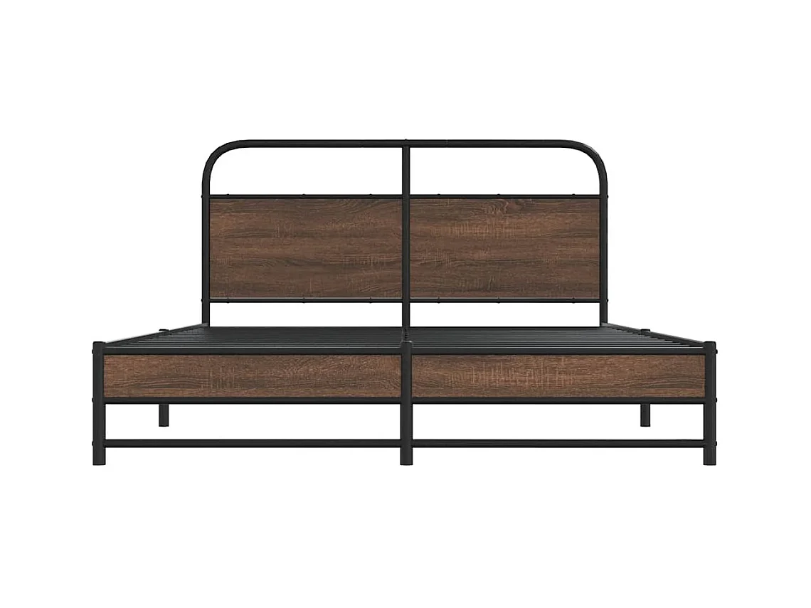 Metallbett ohne Matratze Braun Eichen-Optik 160x200 cm