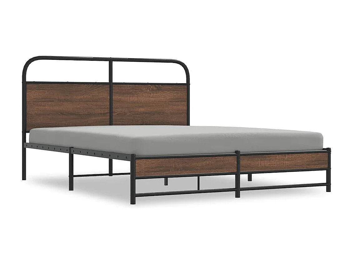 Bedframe zonder matras metaal bruin eikenkleurig 160x200 cm
