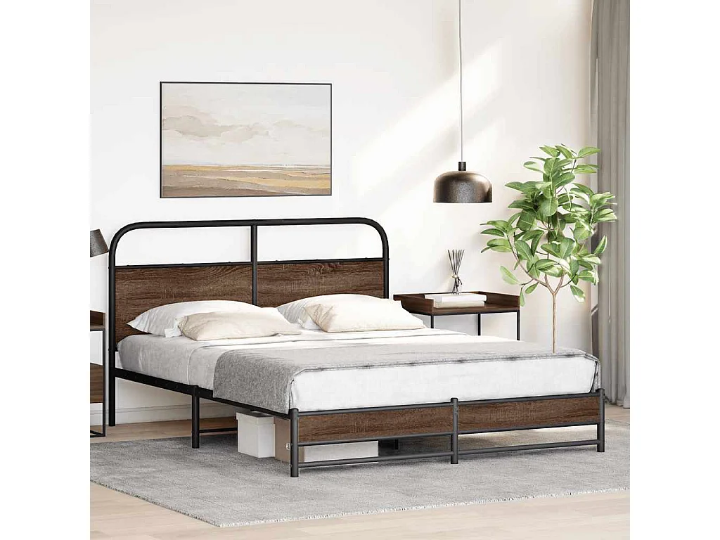 Bedframe zonder matras metaal bruin eikenkleurig 160x200 cm