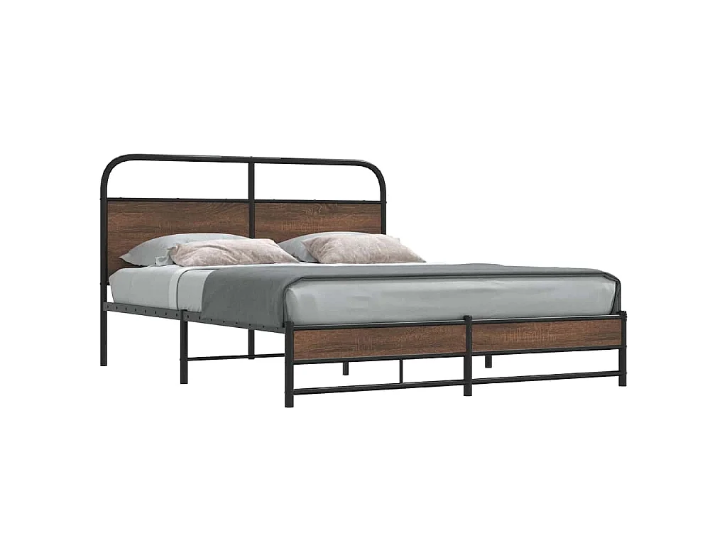 Cadre de lit en métal sans matelas chêne marron 160x200 cm
