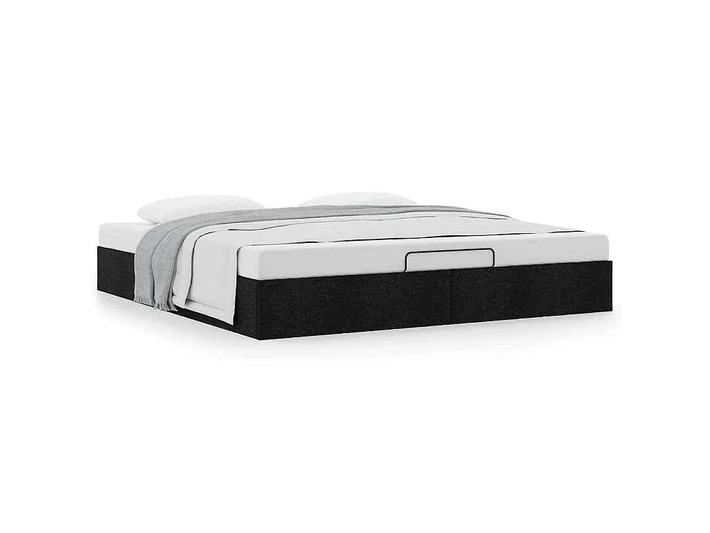 Cadre de lit ottoman sans matelas noir 180x200 cm tissu