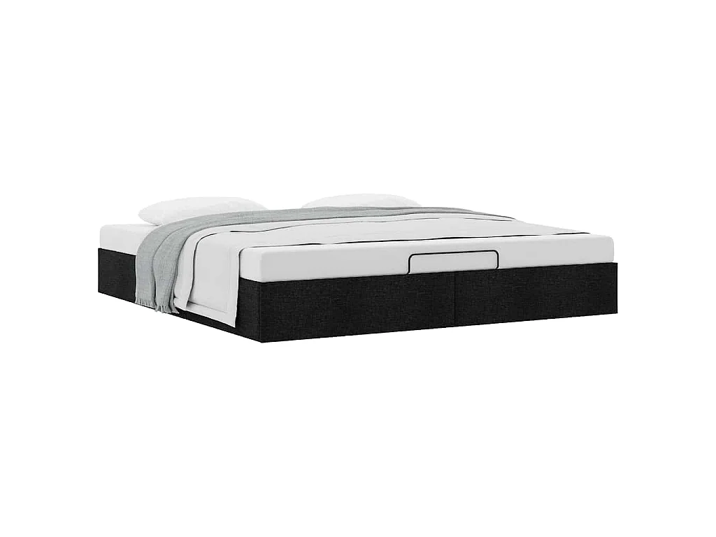 Cadre de lit ottoman sans matelas noir 180x200 cm tissu