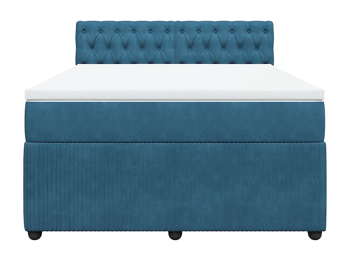 Cama com molas/colchão 140x200 cm veludo azul