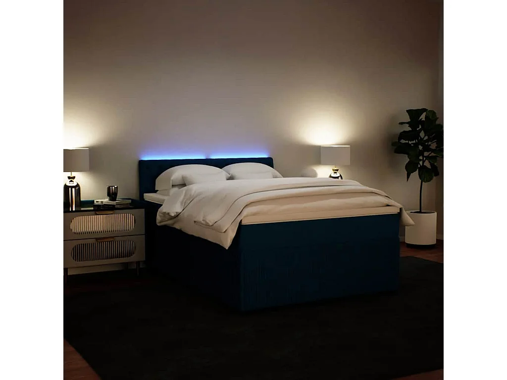 Cama com molas/colchão 140x200 cm veludo azul