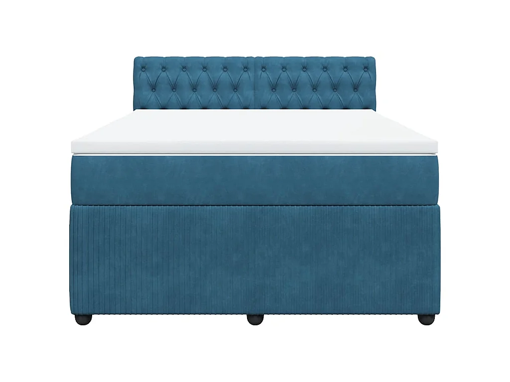 Cama com molas/colchão 140x200 cm veludo azul