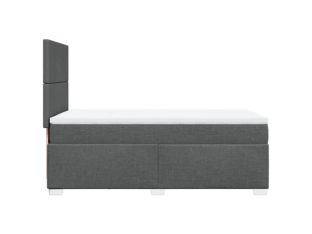 Cama box spring con colchón tela gris oscuro 90x200 cm
