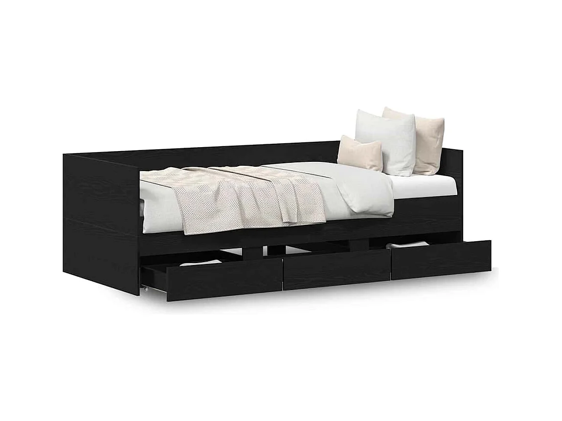 Tagesbettgestell mit Schubladen Schwarze Eiche 90 x 190 cm