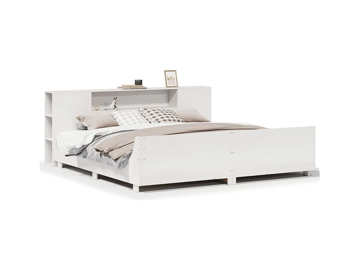 Massivholzbett ohne Matratze Weiß 180x200 cm Kiefernholz