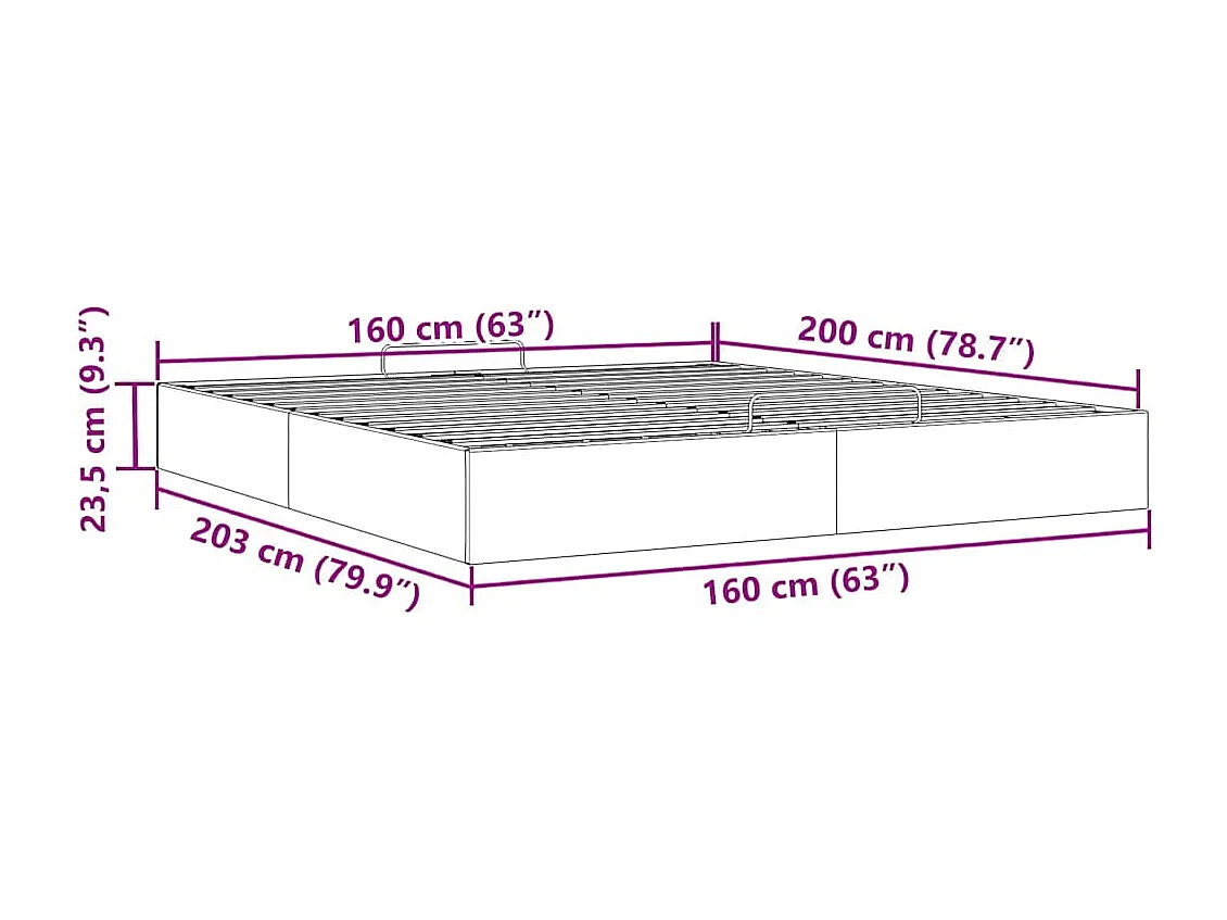Struttura Letto Pouf senza Materasso 160x200 cm in Velluto