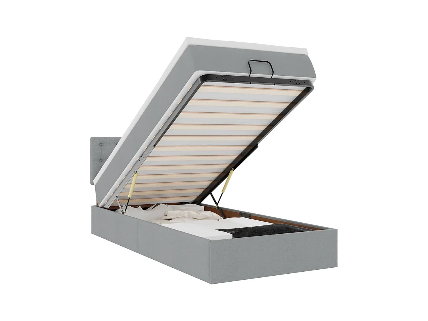 Ottoman bed met matras en LED's 100x200 cm stof lichtgrijs