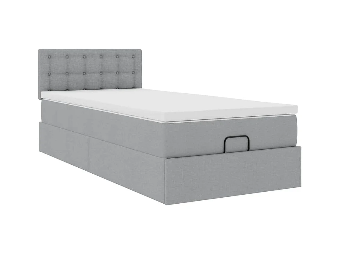 Ottoman bed met matras en LED's 100x200 cm stof lichtgrijs