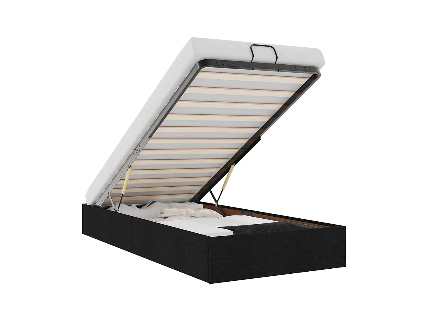 Cadre de lit ottoman sans matelas noir 90x190 cm tissu