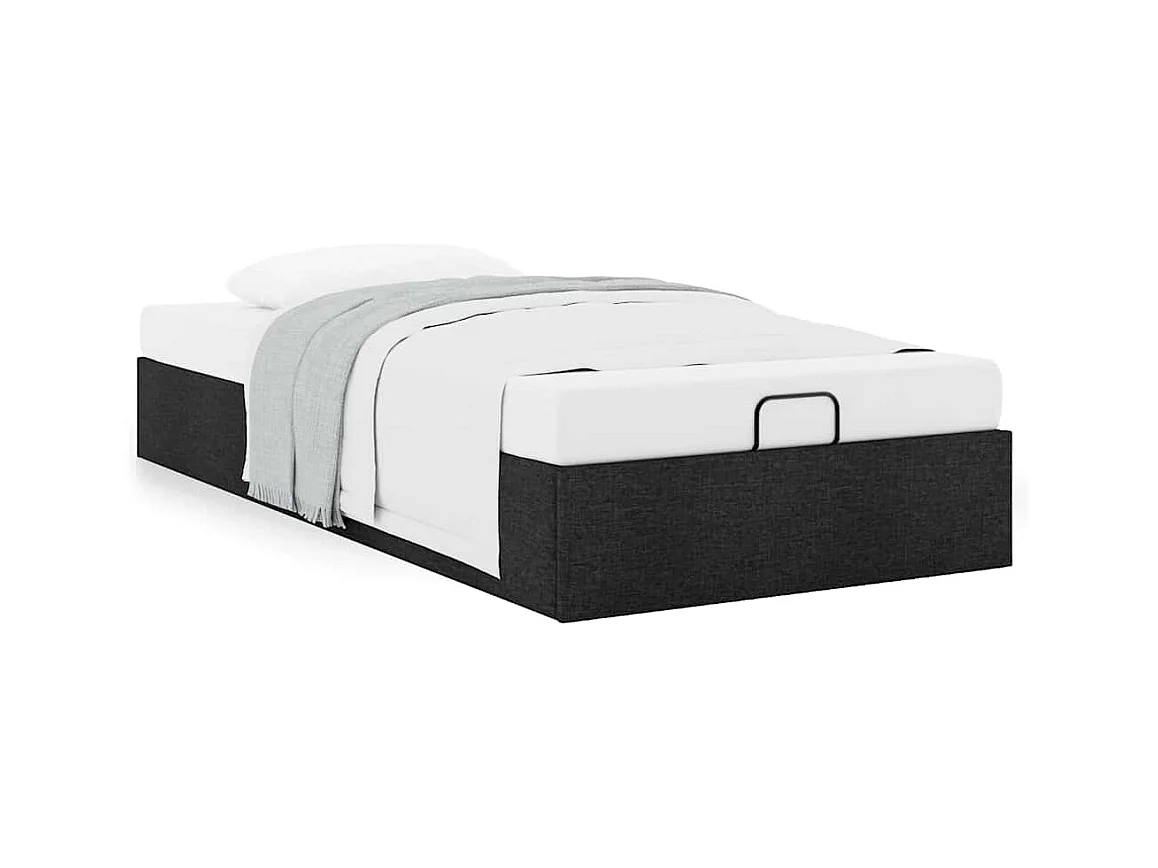 Cadre de lit ottoman sans matelas noir 90x190 cm tissu