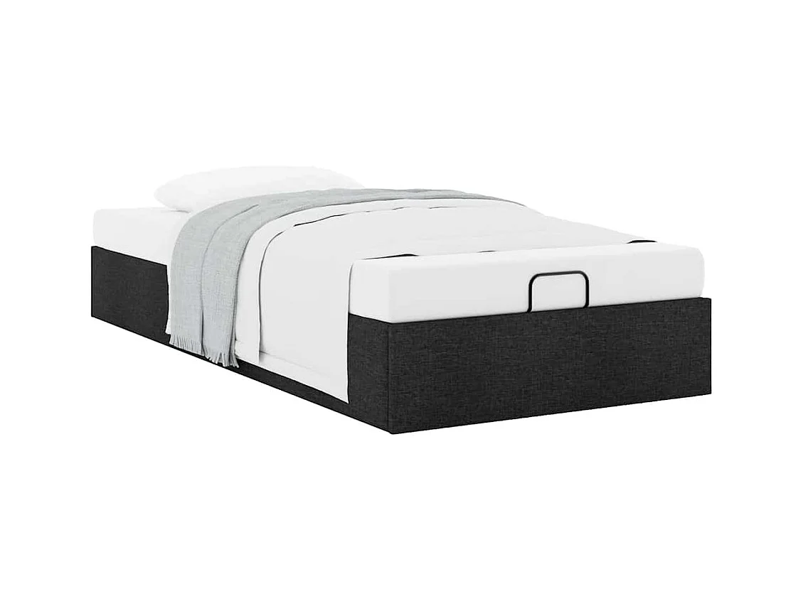Cadre de lit ottoman sans matelas noir 90x190 cm tissu