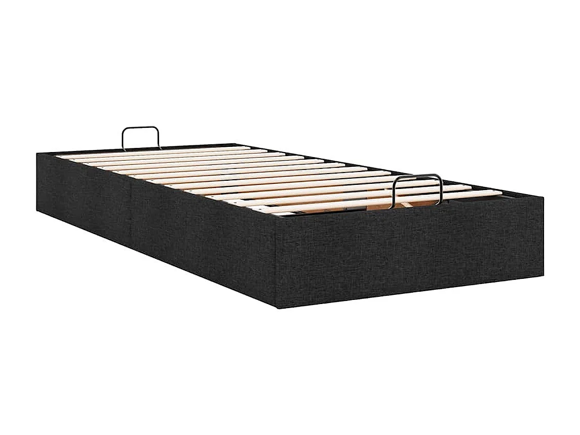 Cadre de lit ottoman sans matelas noir 90x190 cm tissu