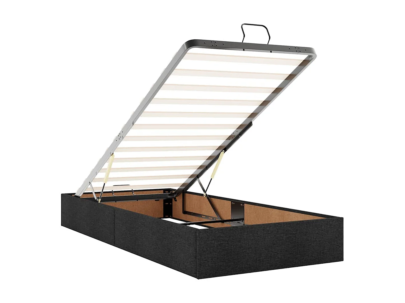 Cadre de lit ottoman sans matelas noir 90x190 cm tissu