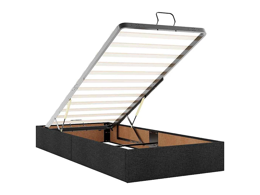 Cadre de lit ottoman sans matelas noir 90x190 cm tissu