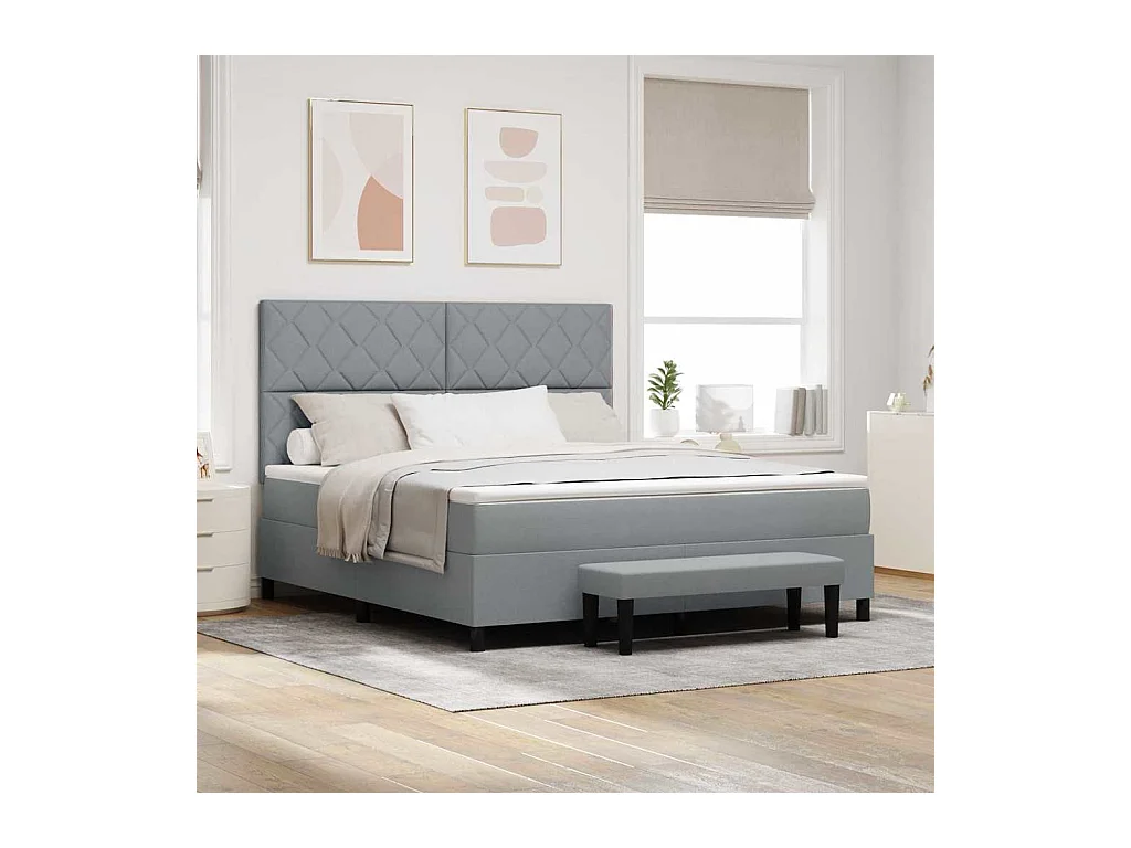 Boxspring bed met matras Lichtgrijs 180 x 200 cm Stof