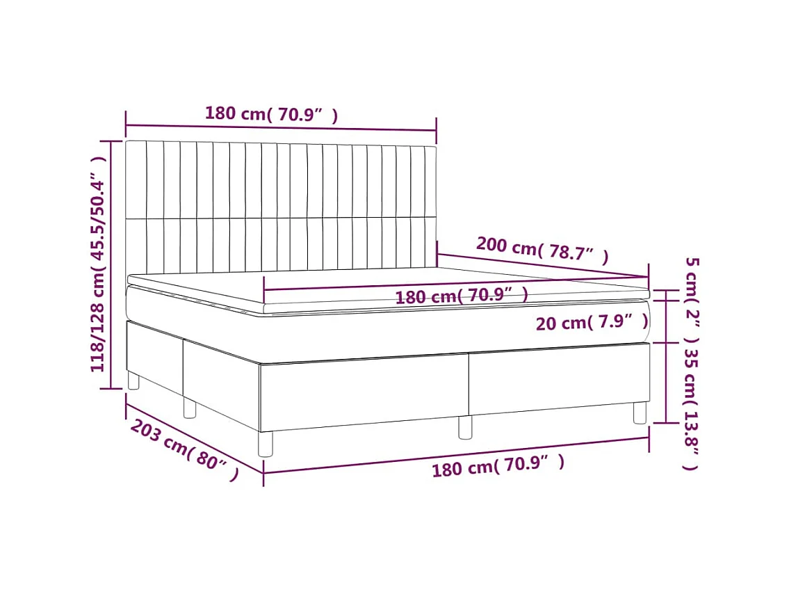 Sommier à lattes de lit et matelas Vert foncé 180x200cm Velours