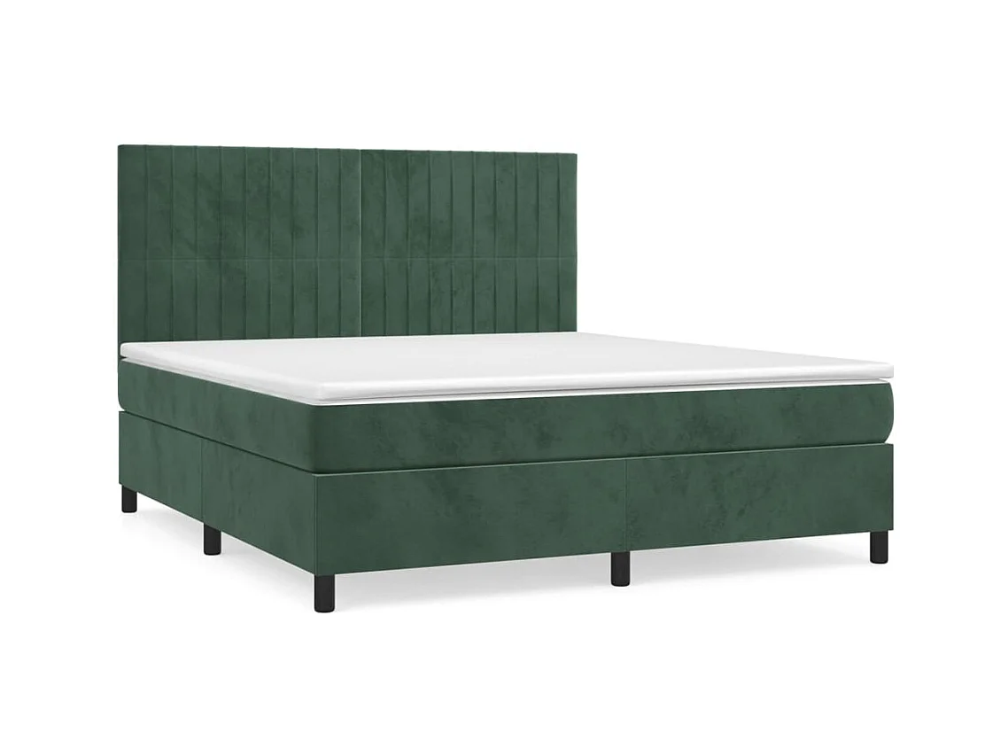 Sommier à lattes de lit et matelas Vert foncé 180x200cm Velours