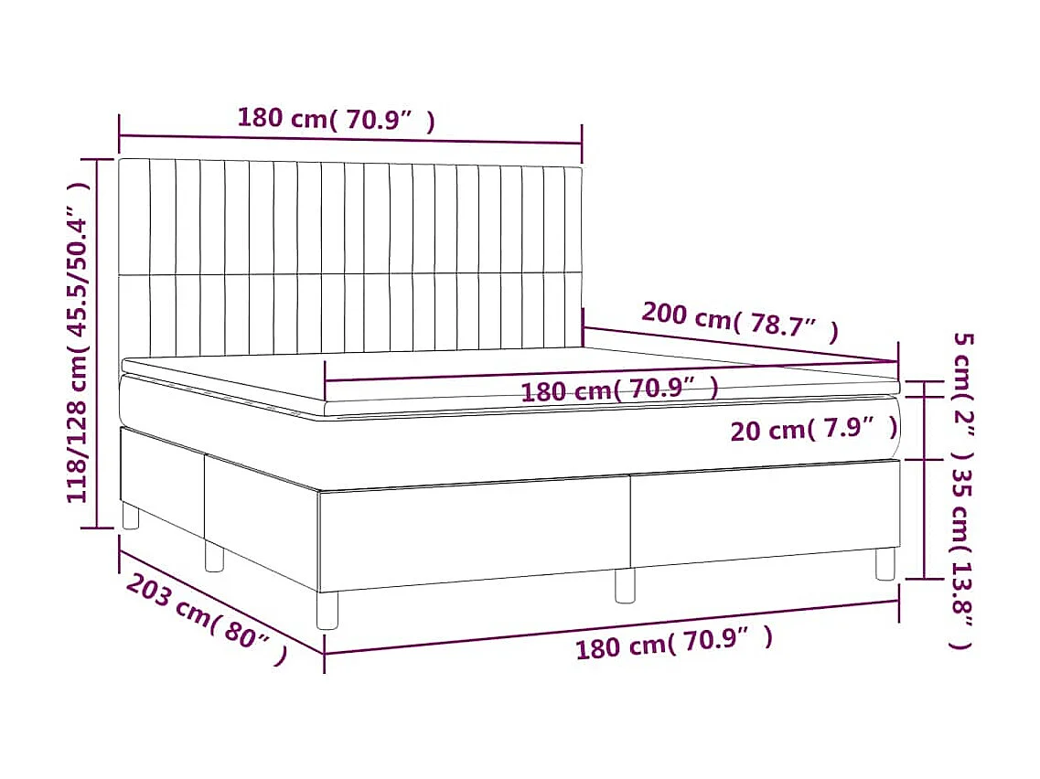 Sommier à lattes de lit et matelas Vert foncé 180x200cm Velours