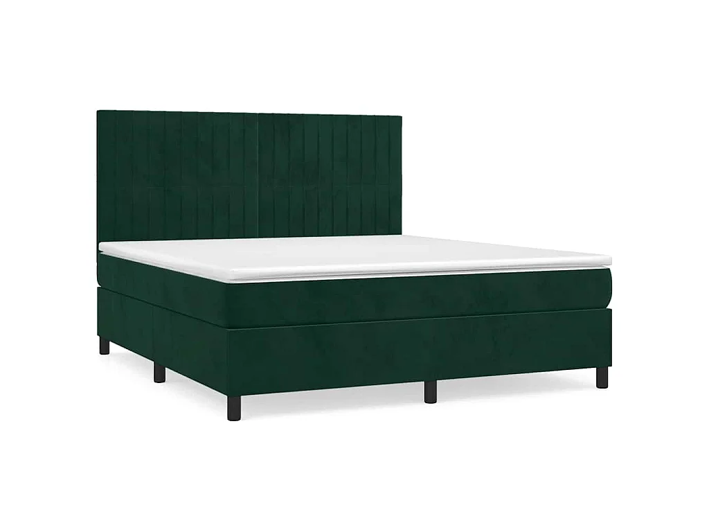Boxspring met matras fluweel donkergroen 180x200 cm