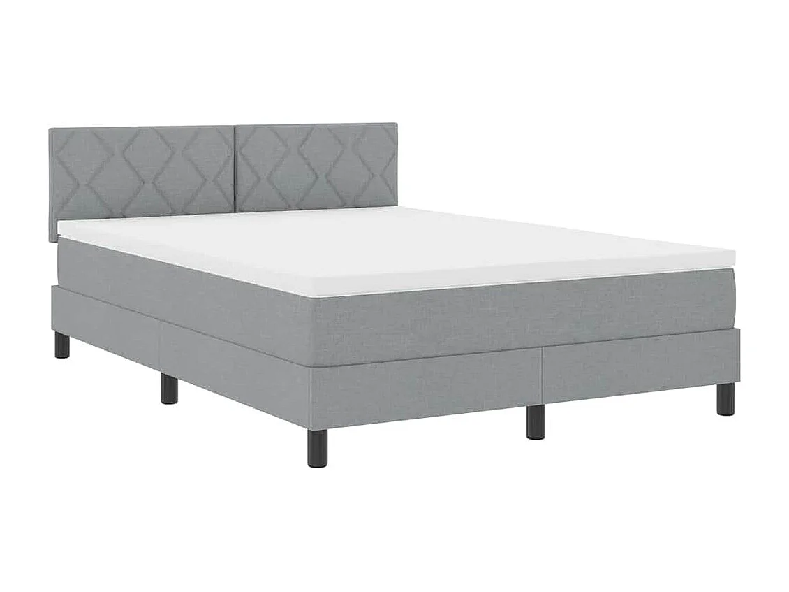 Lit à ressorts avec matelas Gris clair 140 x 200 cm tissu