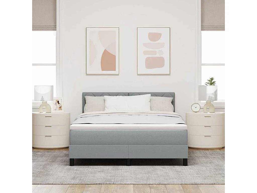 Lit à ressorts avec matelas Gris clair 140 x 200 cm tissu