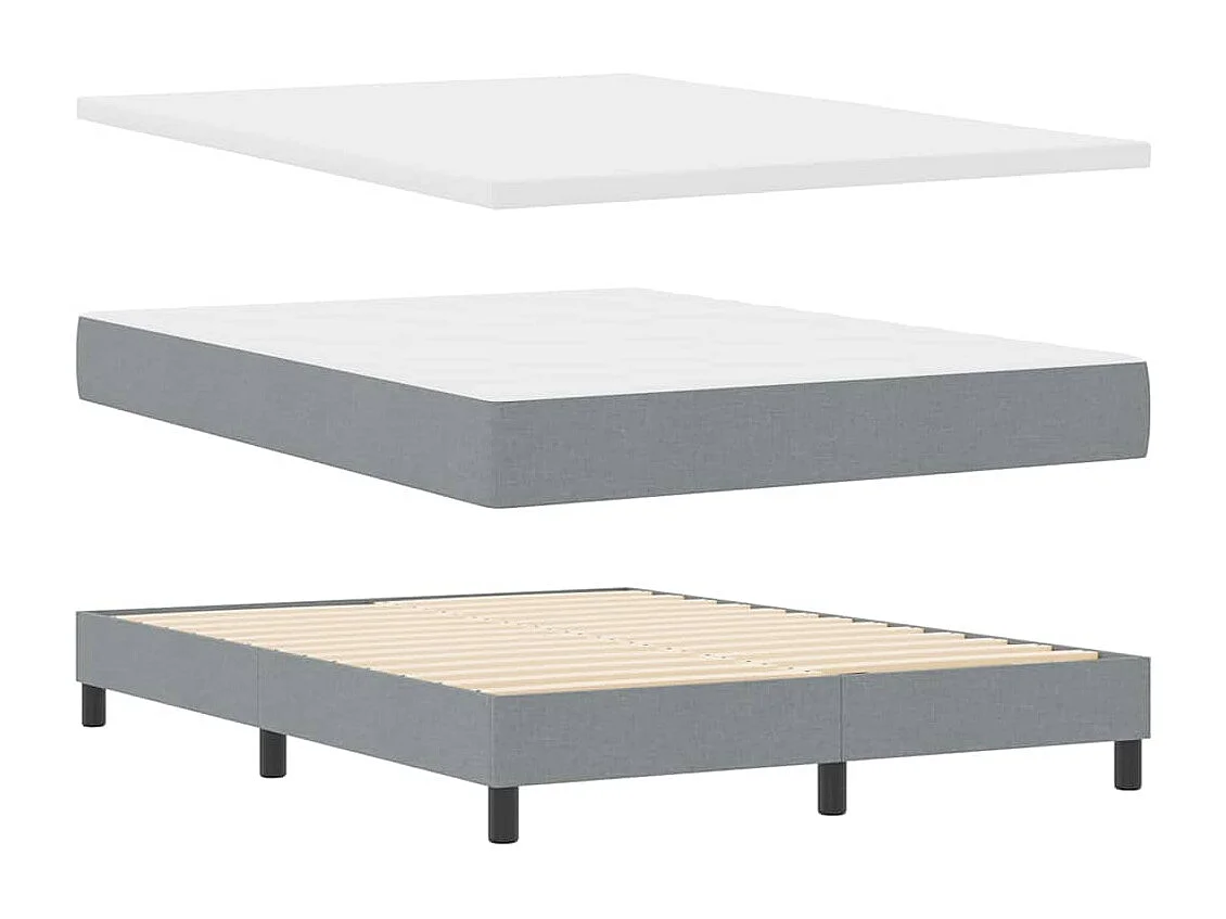 Lit à ressorts avec matelas Gris clair 140 x 200 cm tissu