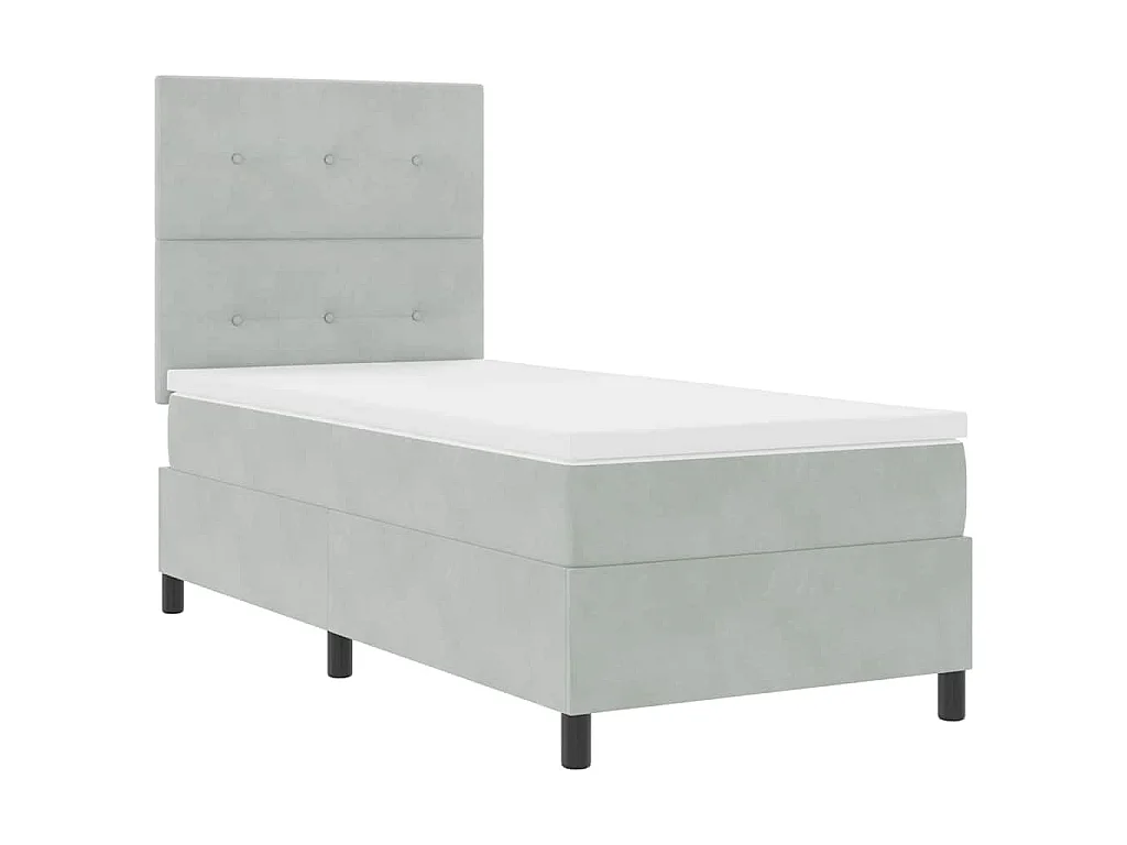 Boxspringbed met hoofdeinde Lichtgrijs 90 x 200 cm Fluweel