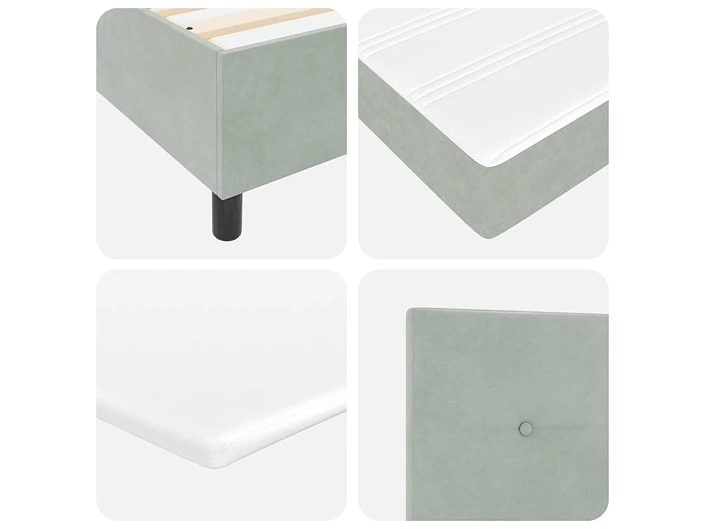 Boxspringbed met hoofdeinde Lichtgrijs 90 x 200 cm Fluweel
