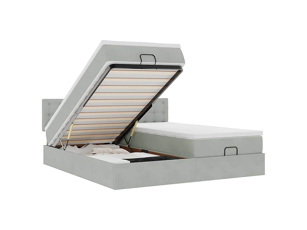 Ottoman bed met matrassen en LED's 180x200cm fluweel lichtgrijs