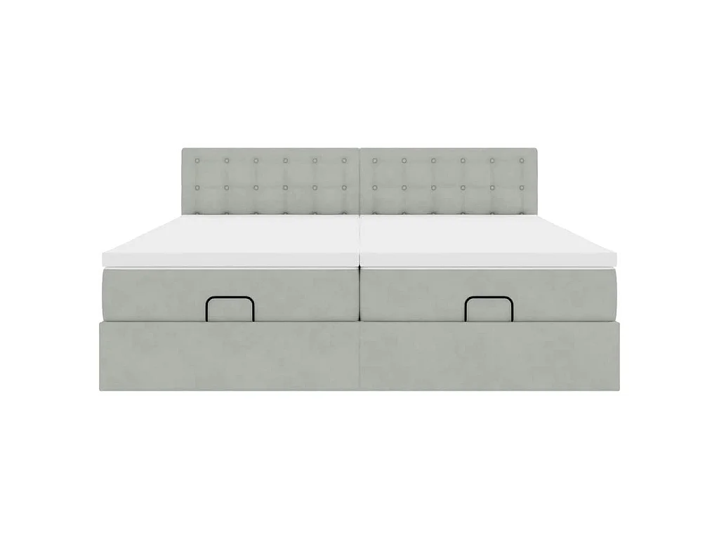 Ottoman bed met matrassen en LED's 180x200cm fluweel lichtgrijs