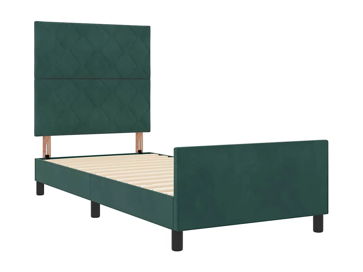 Cama Box com cabeceira Verde Escuro 90 x 200 cm Veludo