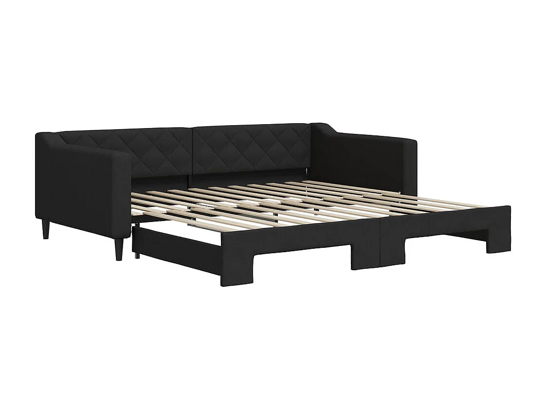 Tagesbett Ausziehbar Schwarz 100x200 cm Stoff