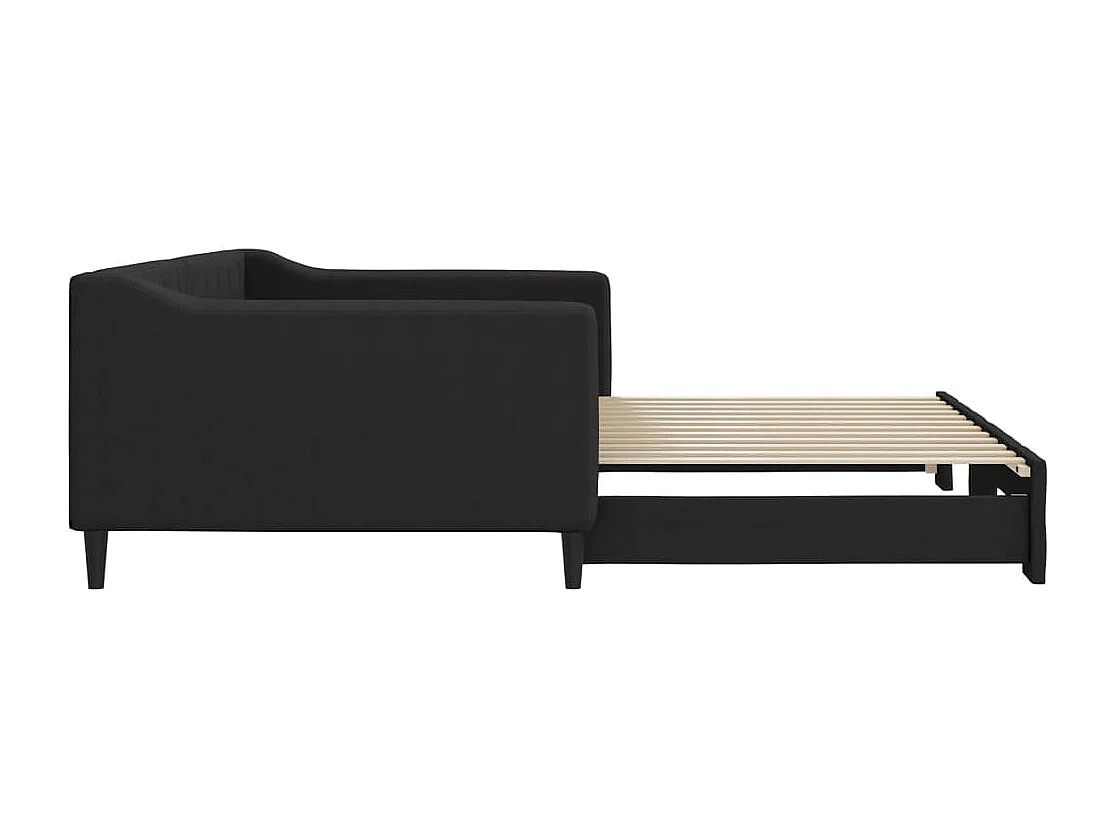 Tagesbett Ausziehbar Schwarz 100x200 cm Stoff