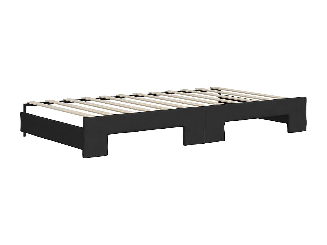 Lit de jour avec gigogne sans matelas noir 100x200 cm