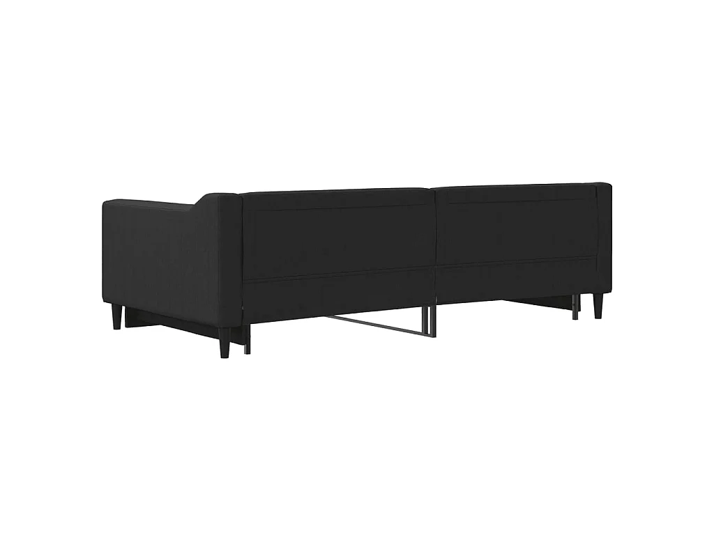 Lit de jour avec gigogne sans matelas noir 100x200 cm