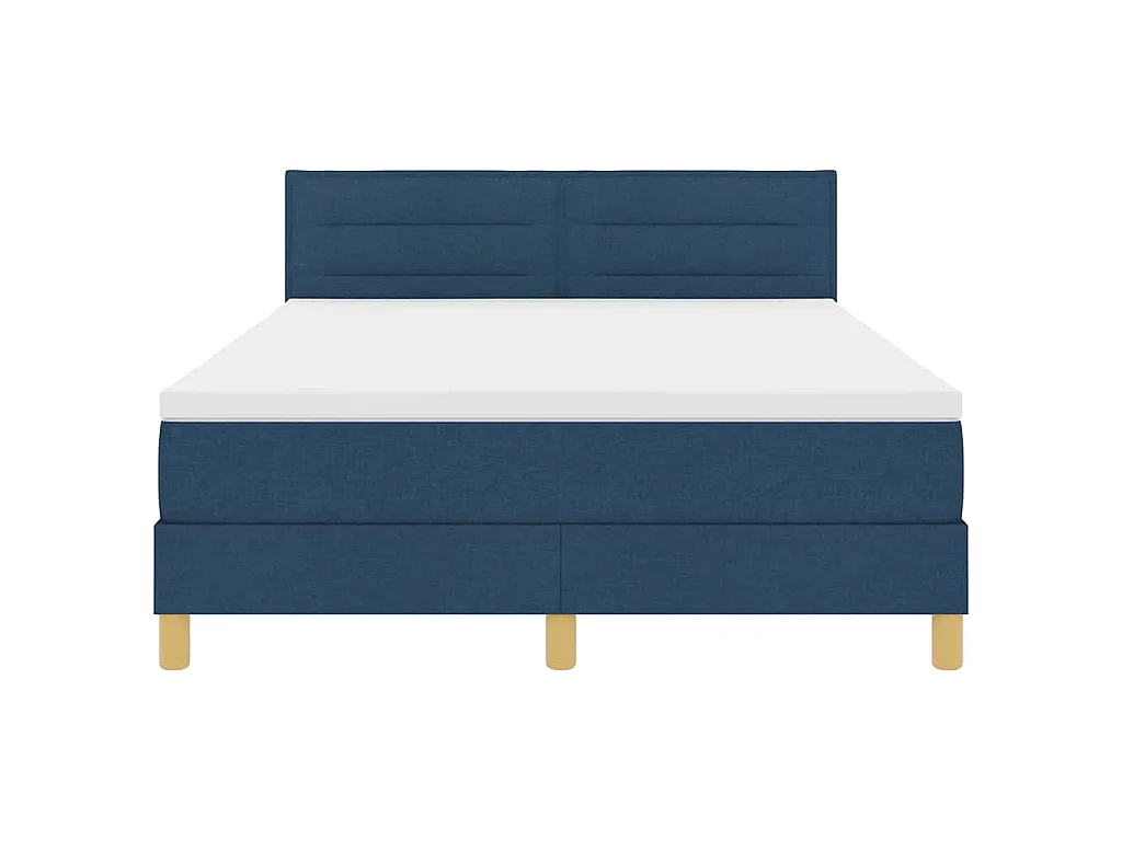 Boxspringbett mit Kissen mit Kopfteil Blau 140 x 190 cm Stoff