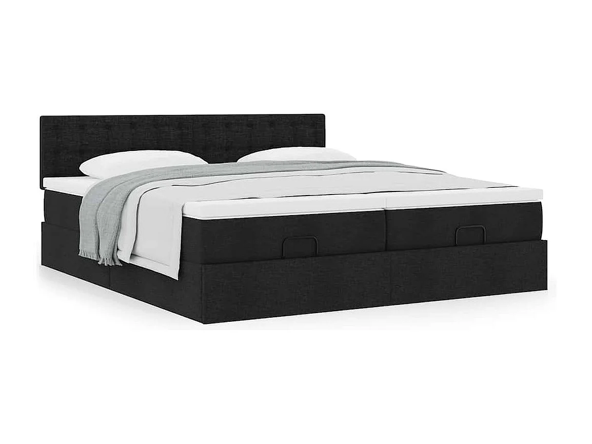Ottoman-Bett mit Matratzen Schwarz 160x200 cm Stoff