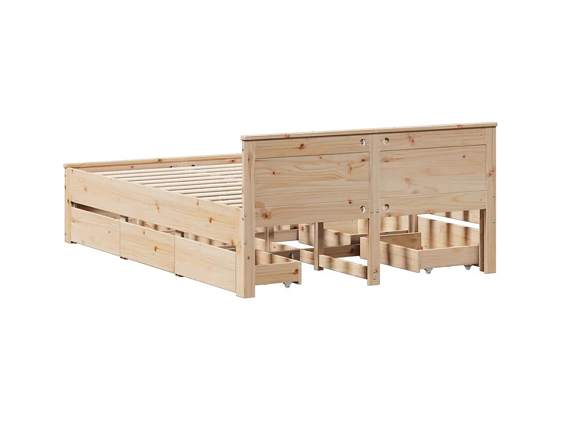 Cadre de lit sans matelas avec tête de lit 160x200cm pin massif